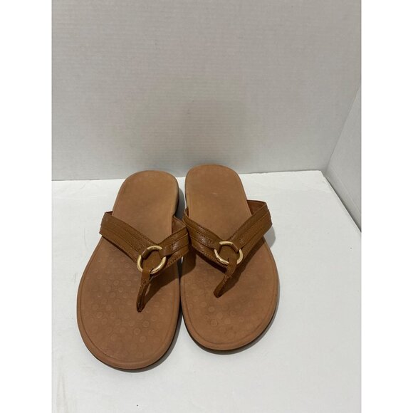 Vionic Tide Aloe Mocha Leather Sandal Flip Flop Women's US size 9 thongs - Picture 2 of 7